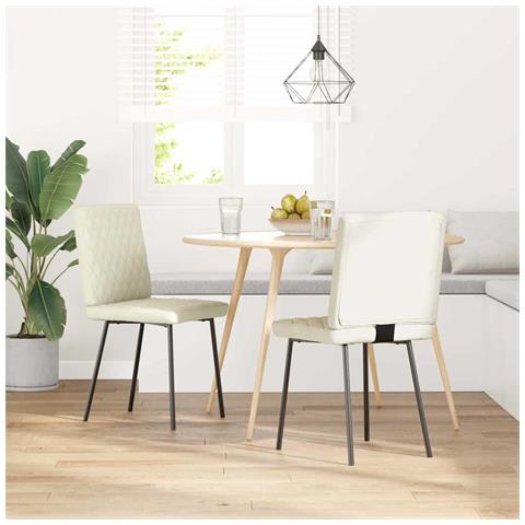 Sedie Da Pranzo 2 Pz Crema In Velluto - Foto 2