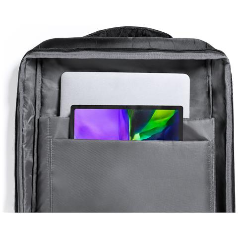 Zaino Portadocumenti Imbottito. Tasca Imbottita Per Laptop E Tablet 29x45x16 Cm. Colore Nero - Foto 2