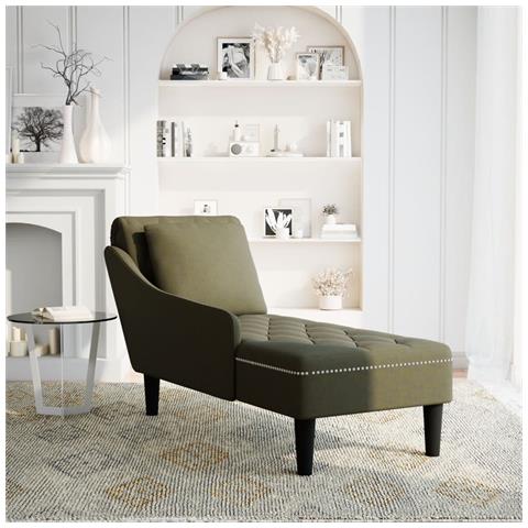 Sdraio Con Cuscino E Bracciolo Destro Similpelle Verde Militare - Foto 2