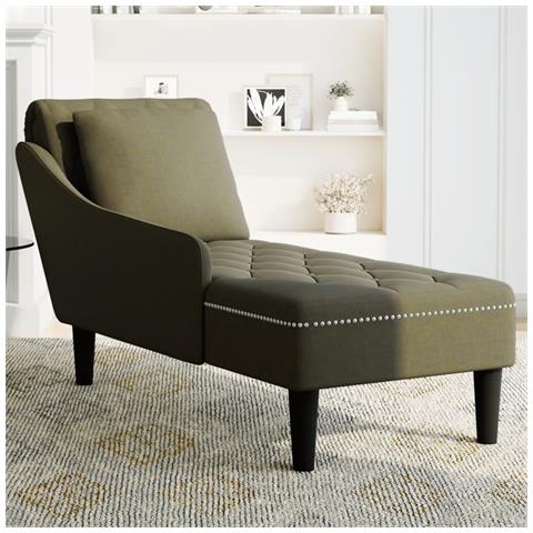 Sdraio Con Cuscino E Bracciolo Destro Similpelle Verde Militare - Foto 3