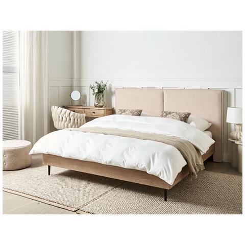 Letto Bouclé Izernore 160 X 200 Cm Beige - Foto 1