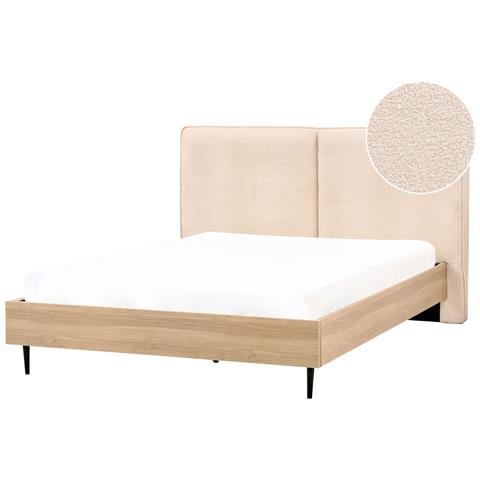 Letto Bouclé Izernore 160 X 200 Cm Beige - Foto 2