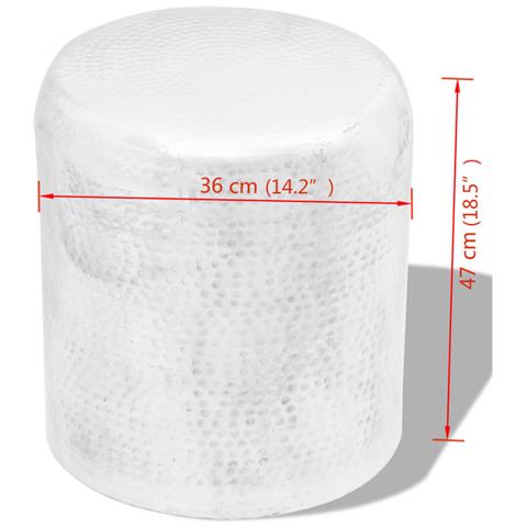 Sgabello /tavolino Laterale In Alluminio Battuto Argento - Foto 4