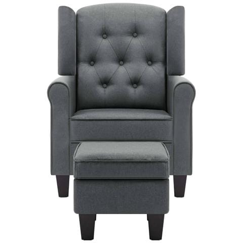 Poltrona Con Poggiapiedi Grigio Chiaro In Tessuto - Foto 2