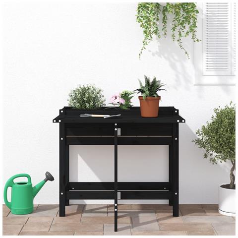 Lusso Casadino -  Fioriera Da Giardino Piano Pieghevole Nera Legno Massello Pino - Foto 2