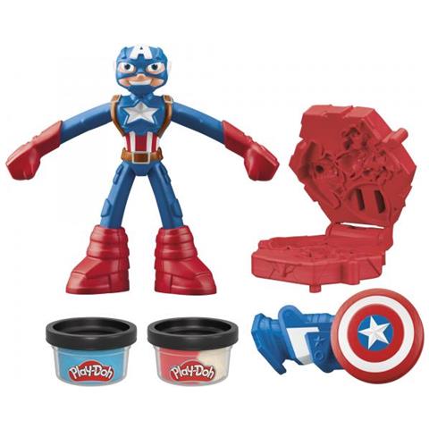 Play-doh Captain America, Set Stamper Shield Con Personaggio Flessibile, Accessori E Pasta Da Modellare, Dai 4 Anni, Marvel - Foto 1