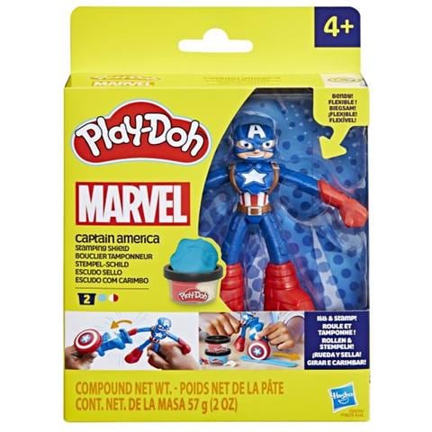 Play-doh Captain America, Set Stamper Shield Con Personaggio Flessibile, Accessori E Pasta Da Modellare, Dai 4 Anni, Marvel - Foto 2