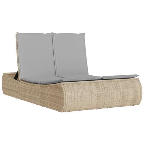 Lettino Prendisole con Cuscini Beige in Polyrattan - Foto 1