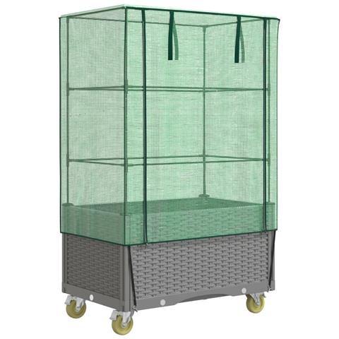 Letto Rialzato con Copertura e Ruote Effetto Rattan 80x50x182cm - Foto 1