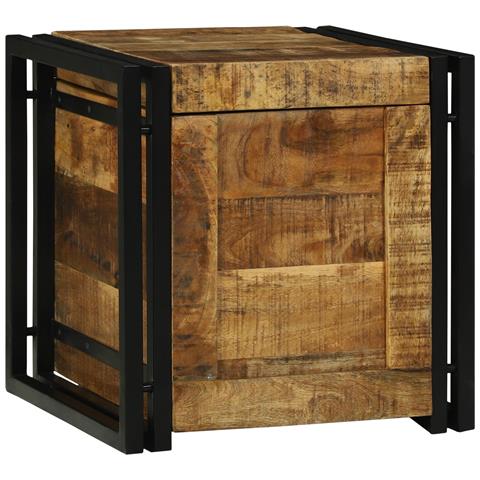 Scatola di stoccaggio 40x40x40 cm in legno massello grezzo - Foto 1