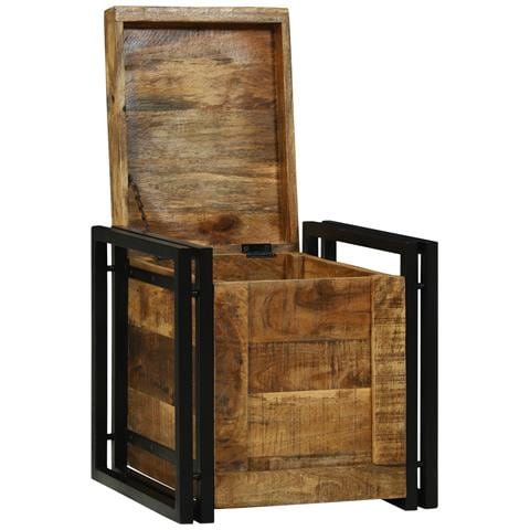 Scatola di stoccaggio 40x40x40 cm in legno massello grezzo - Foto 2