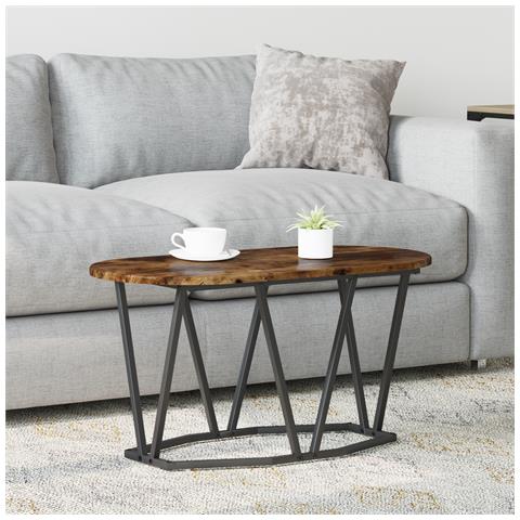 Tavolino da caffè in rovere affumicato 80x40x40,5 cm in legno ingegnerizzato e metallo - Foto 2