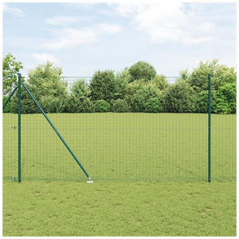 Euro Fence con 7 Pali a Punta 1,6x10 m Acciaio Zincato Verde - Foto 2