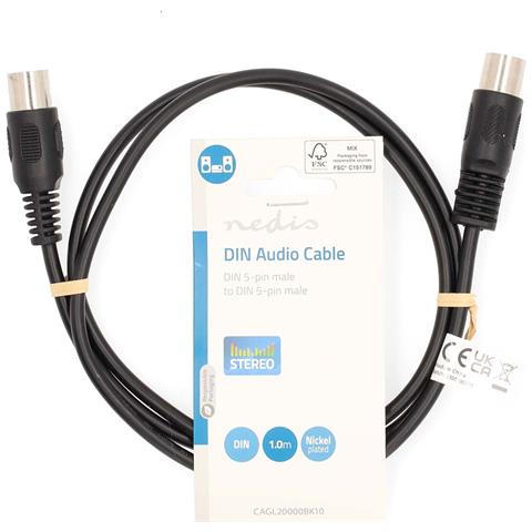 Cavo Audio Din 5 Pin Maschio-maschio 1m Nichelato Connessione Stabile, Nero - Foto 3