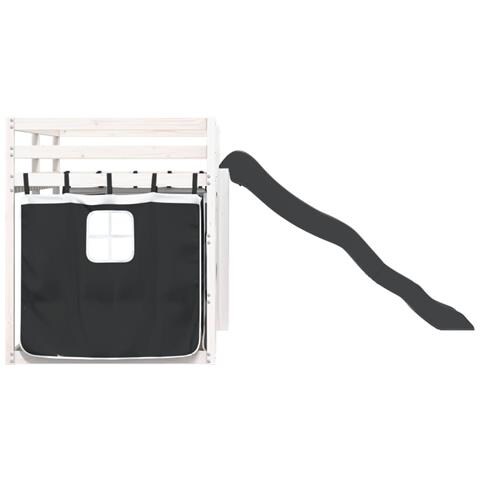 Letto a Castello con Scivolo e Tende Bianco e Nero 80x200 cm - Foto 9