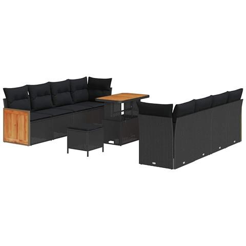 Set Divano da Giardino con cuscino 11 pcs Nero 90 x 55 x 71 cm - Foto 1