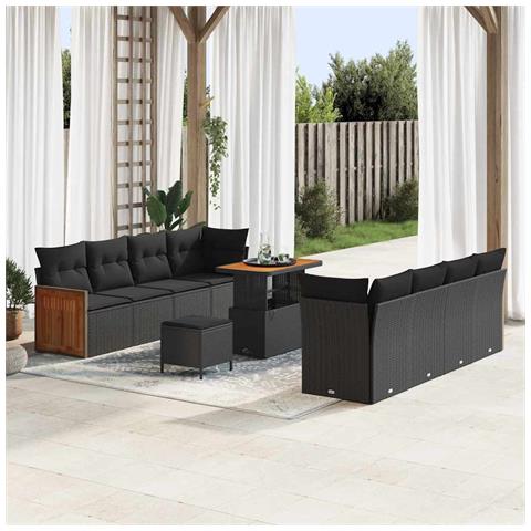 Set Divano da Giardino con cuscino 11 pcs Nero 90 x 55 x 71 cm - Foto 2