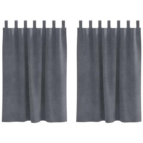 Tende con tende 2 pcs Grigio chiaro 140 x 140 cm Velluto - Foto 1