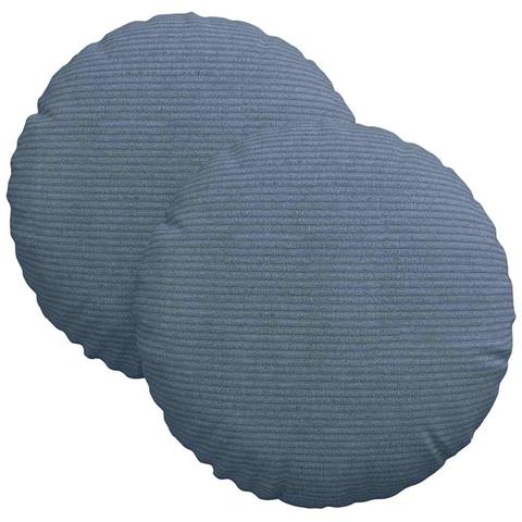 Cuscini per Seduta 2 pcs Blu Ø 30 cm Tessuto in Cords - Foto 1