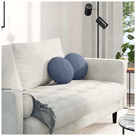 Cuscini per Seduta 2 pcs Blu Ø 30 cm Tessuto in Cords - Foto 2
