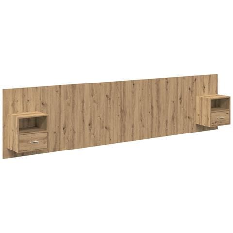 Testata con Comodino 3 pcs Rovere artigianale Legno multistrato - Foto 1
