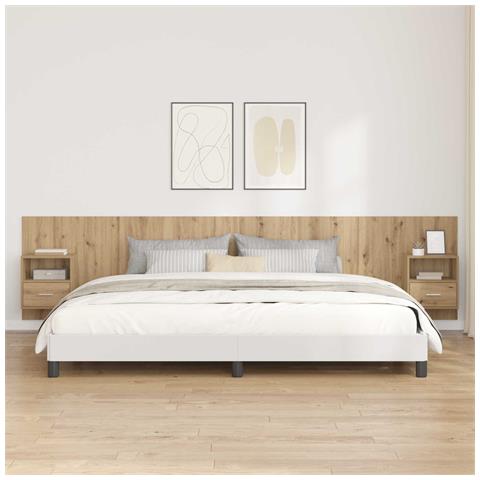 Testata con Comodino 3 pcs Rovere artigianale Legno multistrato - Foto 2