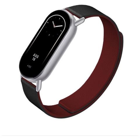 Cinturino Magnetico In Pelle Kona Bicolore Compatibile Con Xiaomi Mi Band 8/9/10 Red+black - Foto 2