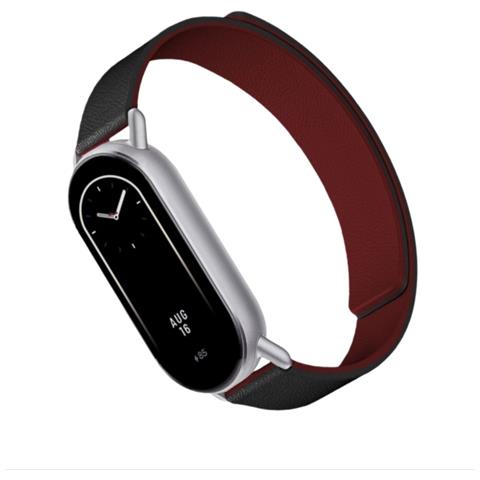 Cinturino Magnetico In Pelle Kona Bicolore Compatibile Con Xiaomi Mi Band 8/9/10 Red+black - Foto 3