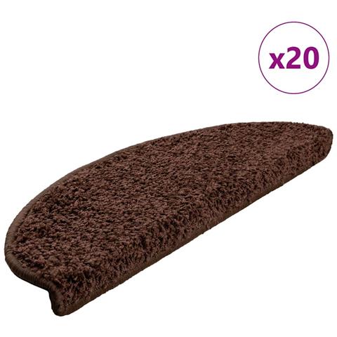 Tappetini per scale 20 pz 65x21x4 cm Marrone Semicircolari Grandi - Foto 1