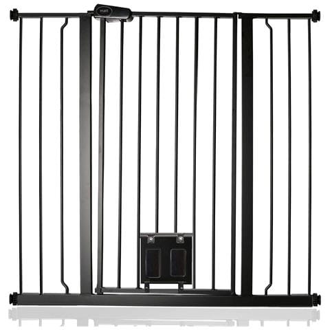 Bettacare Cancelletto Per Animali Con Gattaiola Bloccabile, 100.8cm - 108.4cm, Nero, Altezza Di 104cm - Foto 1