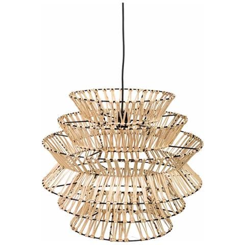Lampada Soffitto Rafia E Metallo Marrone 51x51x46h Cm - Foto 1