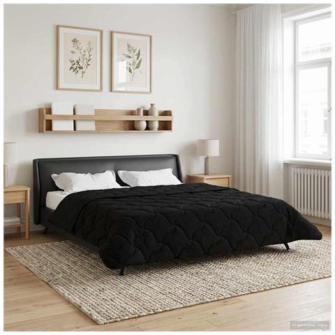 Duvet Estivo Nero 240 x 260 cm Microfibra e Fleece Teddy - Foto 2