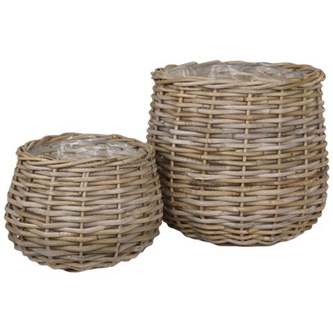 Set 2 Cestini Pulo In Rattan Kubu Naturale - Foto 1
