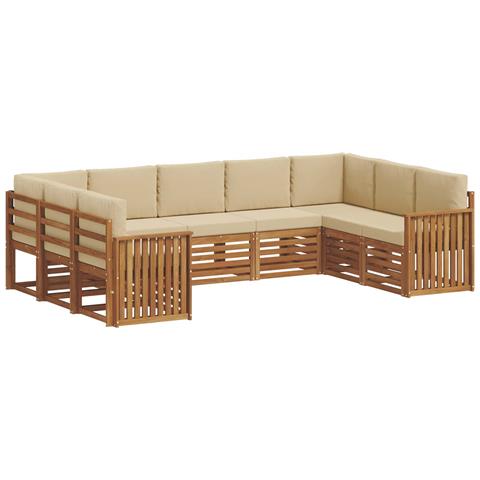 Set divani 9 pcs Naturale e Beige Legno di Acacia Massello - Foto 1