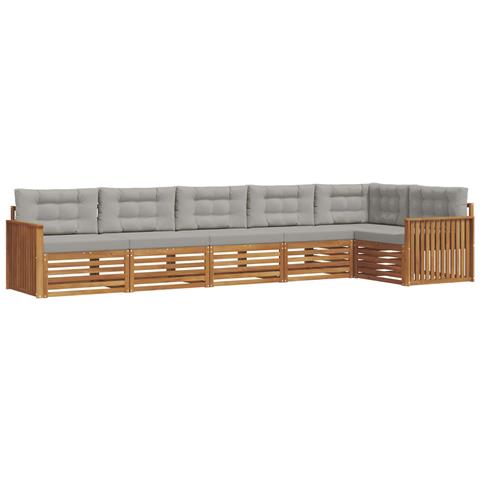 Set di divani da esterno 6 pcs Grigio Naturale e Chiaro - Foto 1
