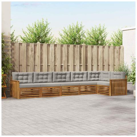 Set di divani da esterno 6 pcs Grigio Naturale e Chiaro - Foto 2