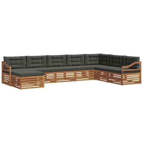 Set divani 8 pcs Naturale e Antracite Legno di Acacia Massello - Foto 1