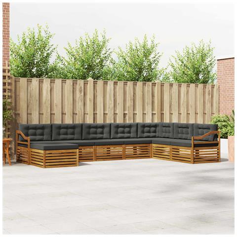 Set divani 8 pcs Naturale e Antracite Legno di Acacia Massello - Foto 2