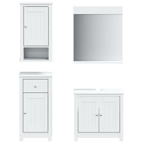 Set Mobili da Bagno 4 pz BERG Bianco in Legno Massello di Pino - Foto 1
