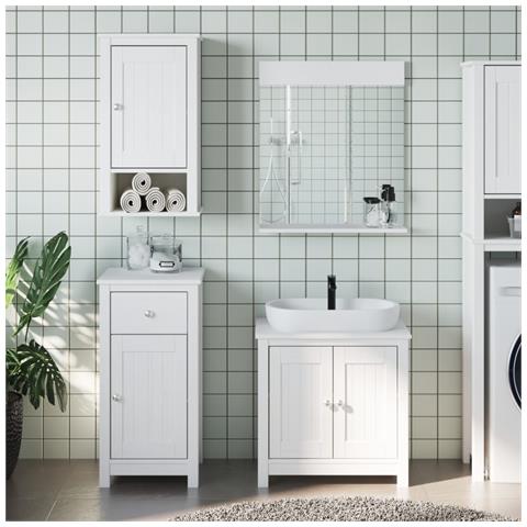 Set Mobili da Bagno 4 pz BERG Bianco in Legno Massello di Pino - Foto 2