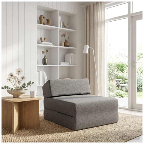 Divano Letto Pieghevole Grigio Chiaro 60 x 70 x 41 cm Tessuto - Foto 2