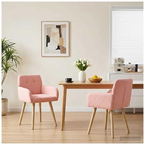Sedie da pranzo 2 pcs Bouclé Rosa 59 x 57 x 85 cm - Foto 2