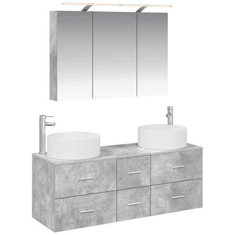 Set di mobili per il bagno 4 pcs Grigio Cemento - Foto 1
