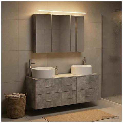 Set di mobili per il bagno 4 pcs Grigio Cemento - Foto 2
