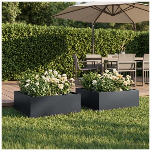Vaso da giardino 2 pz Antracite 40 x 40 x 20 cm - Foto 2