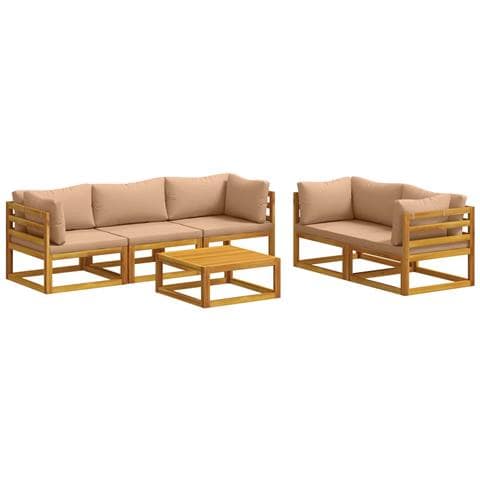Set di divani 6 pz Naturale Legno di Acacia Massello - Foto 1