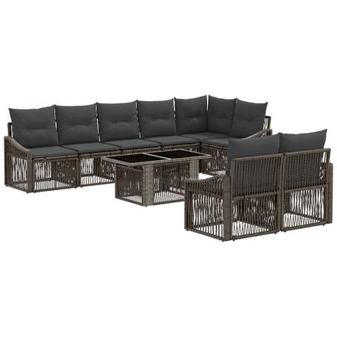 Set Divano da Giardino 9 pz Grigio e Grigio Scuro polyrattan - Foto 1
