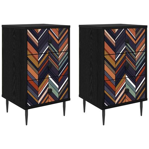 Armadio da Notte OMMEN 2 pz Rovere Nero 36 x 33 x 61 cm - Foto 1