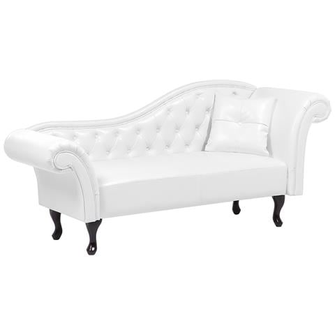 Chaise Longue Vintage Destra In Pelle Sintetica Bianca Lattes - Foto 31