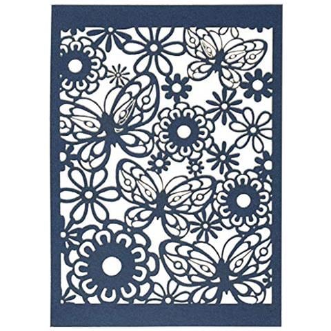 Cartoncino Con Motivo A Pizzo, Blu, Foglio 10,5x15 Cm, 200 G, 10pz - Foto 1
